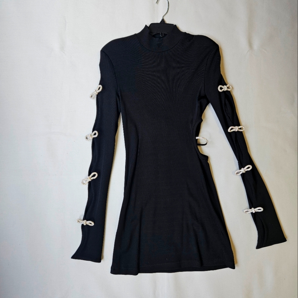 NEW $985 Mach & Mach Crystal-Embellished Cut-Out Minidress - Picture 5 of 16